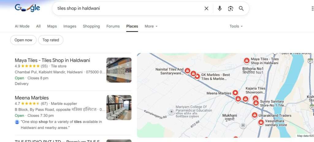 Results Google tiles Show rooms